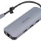 Hub USB OTG 9 porturi, gri