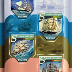 S. TOME E PRINCIPE 2016 - Nave cu panze / set complet colita + bloc MNH