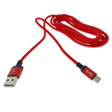 Cablu de incarcare si date cu conectori USB-A tata la micro-USB tata, HOCO 06291, X14 Times Speed, 2A, lungime 2m, invelis textil, rosu