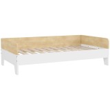 AIYAPLAY Pat Copii 3-8 Ani, Alb, Lemn, 143.5x74 cm, Profil Jos, Panouri Laterale &Icirc;nalte