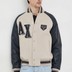 Armani Exchange jacheta bomber din amestec de lana de tranzitie