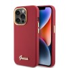 Husa pentru iPhone 15 Pro - Guess Silicone Script Metal Logo &amp; Frame (GUHCP15LSMBSLM) - Red