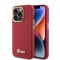 Husa pentru iPhone 15 Pro - Guess Silicone Script Metal Logo &amp; Frame (GUHCP15LSMBSLM) - Red