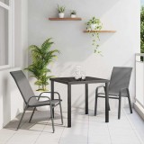 VidaXL Set de Dining pentru Grădină - 3 Piese, Gri Textilene și Oțel