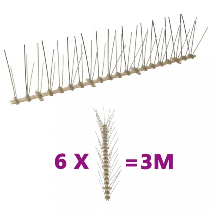 vidaXL Set bandă cu țepi antipăsări cu 5 r&acirc;nduri, 6 buc., plastic, 3 m