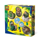 Kit creativ pentru copii mulaj si pictura - Dinozauri pui in oua, SES Creative