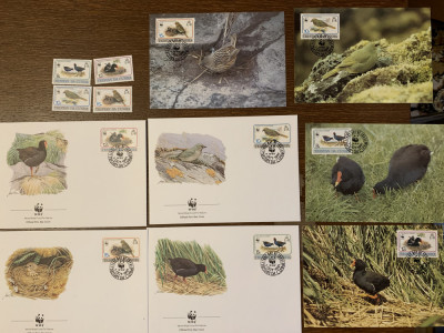 tristan - pasari - serie 4 timbre MNH, 4 FDC, 4 maxime, fauna wwf foto