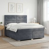 Cumpara ieftin Pat boxspring cu saltea Gri inchis 160 x 200 cm Catifea