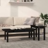 Gossi set masute de cafea, 2 piese, negru, lemn masiv de pin