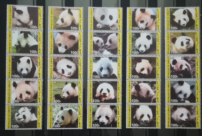 BC200, Djibouti, serie fauna, ursi panda