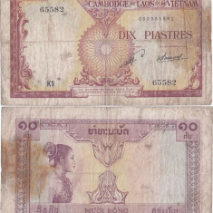 1953, 10 piastres (P-102) - Indochina Franceză