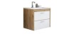 Set Mobilier Baie IBZ 60 cm, Alb/Bej, Mască Lavoar Suspendat, PAL Lucios
