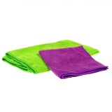 Set Lavete Microfibre, 2 Bucăți, Verde și Mov, Dimensiuni Multiple, Oem