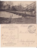 Romania -Pod de pontoane peste Raul Arges-militara WWI, WK1