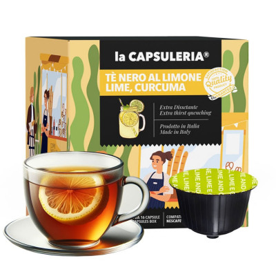 Ceai Negru cu lamaie, lime si curcuma, 16 capsule compatibile Nescafe Dolce Gusto, La Capsuleria foto