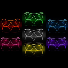 Ochelari luminosi cu fir el wire, iluminare 3 moduri, diverse culori, invertor culoare albastru MultiMark GlobalProd
