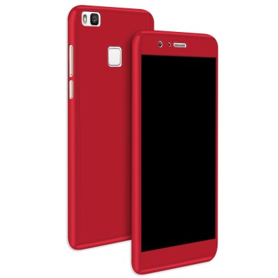Husa Full Cover 360&amp;deg; (fata + spate) pentru Huawei P9 Lite, rosie foto