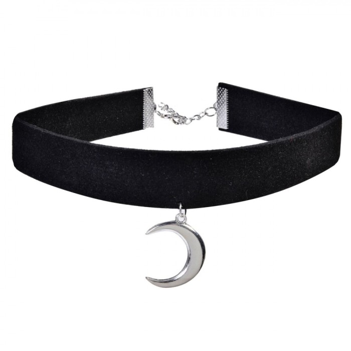 Accesoriu de Deghizare Gothic Chocker cu Luna Suspendabilă, Negru