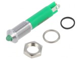 Lampă de control LED verde IP67 &Oslash;6mm alamă