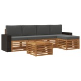vidaXL Set de canapele de exterior cu pernă 6 pcs Natural și Antracit 3384273