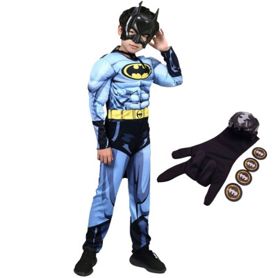 Costum muschi Batman cu manusa lansator pentru baieti 7-9 ani 120 - 130 cm foto