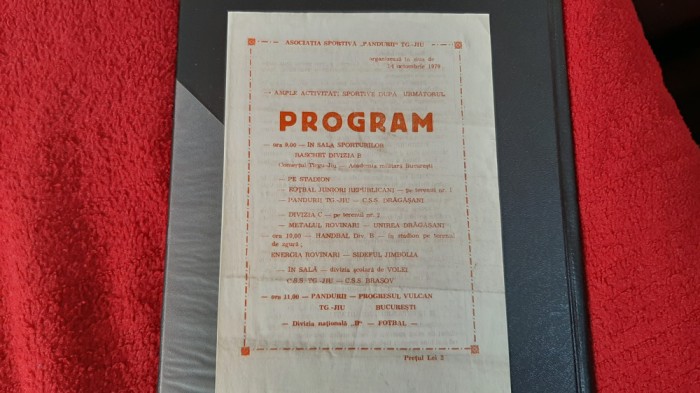 program Pandurii Tg. Jiu - Progresul V. Buc.