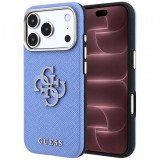 Husa pentru Apple iPhone 18 Pro Max / 17 Pro Max, Guess, Grained Big Resin Logo, Bleu