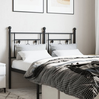 vidaXL Tăblie de pat metalică, negru, 120 cm 374370 foto