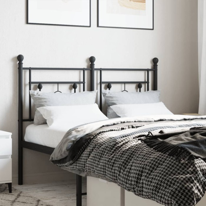 vidaXL Tăblie de pat metalică, negru, 120 cm 374370