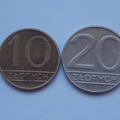 LOT 2 MONEDE DIFERITE POLONIA-10,20 ZLOTY 1989