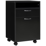 HOMCOM Unitate mobilă cu sertare Container, 1 Raft, 1 Sertar, 40 cm x 35 cm x 60 cm, Negru | Aosom Romania