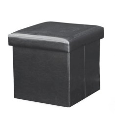 Taburet pliabil piele ecologica neagra Tela 40x40x37 cm
