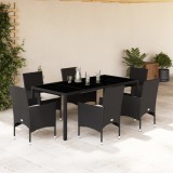 Cumpara ieftin Gossi set mobilier de gradina cu perne 7 piese negru poliratan&amp;sticla