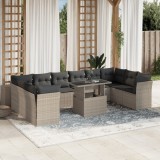 vidaXL Set canapele de grădină cu perne, 11 piese, gri, poliratan 3266862