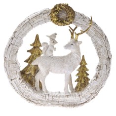 Figurina Deer din rasina White Golden 20 cm x 20 cm