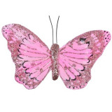 Cumpara ieftin Fluturas roz lucios cu clema, accesoriu pentru draperii,perdele si diverse 10 cm