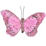 Cumpara ieftin Fluturas roz lucios cu clema, accesoriu pentru draperii,perdele si diverse 10 cm - Roz