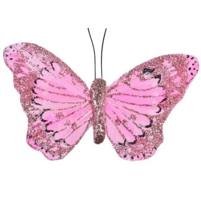 Fluturas roz lucios cu clema, accesoriu pentru draperii,perdele si diverse 10 cm foto