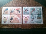 2 Blocuri Cuba Craciunul 1967-1968 - Pasari ,1 si 3c cu 2 vignete si 5+5 valori , usor uzate