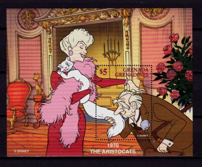 ✅Grenada 1997 &amp;quot;Disney - Pisicile aristocrate 1970 &amp;quot; ,block 392 ,MNH foto
