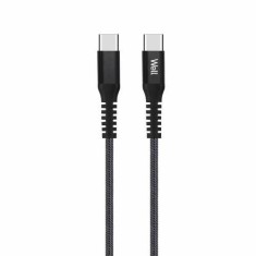 Cablu de date si incarcare USB-C, 1m, 20V 3A 60W, Well, negru foto