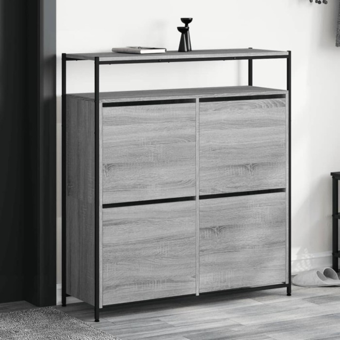 Gossi pantofar cu 4 sertare rabatabile, gri sonoma, 100x34x112 cm