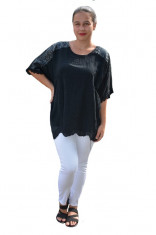 Bluza de vara lejera Andreea model brodat si paiete la umeri,nuanta de negru foto