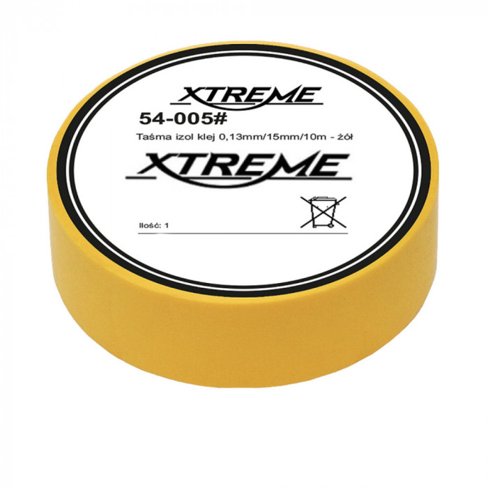 Banda izolatoare adeziva, XTREME 07055, 0.13mmx15mm, 10m lungime, PVC, galbena
