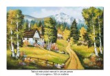 Cumpara ieftin Tablou gigant peisaj de la munte pictat manual, Maretie, 150x100cm ulei pe panza, Spectaculos