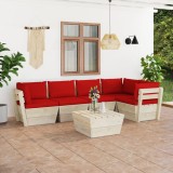 vidaXL Set mobilier grădină din paleți cu perne, 6 piese, lemn molid 3063570