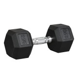HOMCOM Ganteră de 12.5 kg Hexagonală Unică cu M&acirc;ner Antiderapant Negru | Aosom Romania