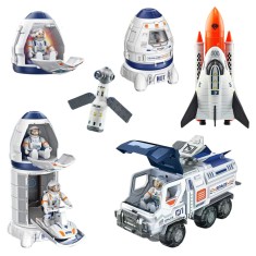 Jucarie interactiva cu cosmonauti, statie spatiala, naveta spatiala, vehicul spatial si accesorii foto