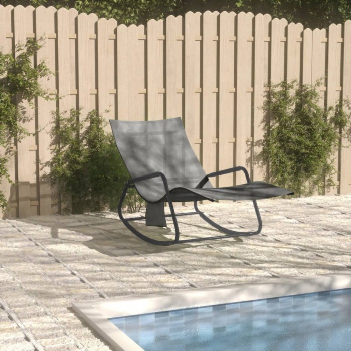 vidaXL Șezlong de plajă, gri, oțel și textilenă 317592