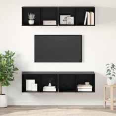 vidaXL Dulap pentru TV pe Perete 4 pcs Stejar negru 37 x 37 x 72 cm
